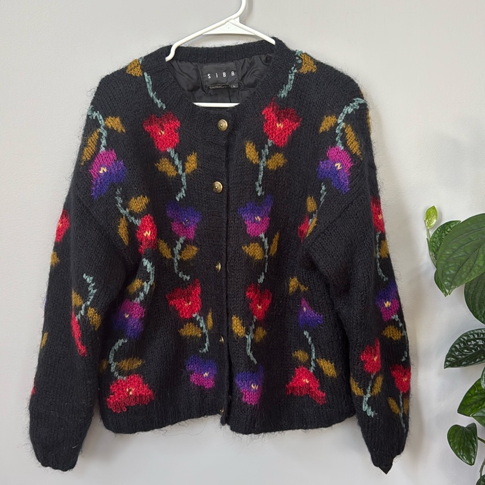 Vintage Siba mohair bland cardigan .